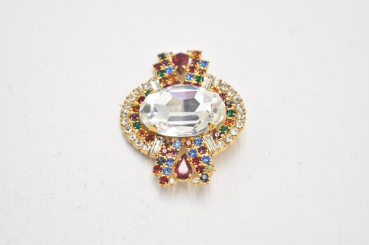 Vintage Brooch Gold Tone Rhinestone Ladies Brooch Women's Brooch