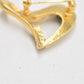 Vintage 1980s Modernist Abstract Heart Brooch Gold Tone & Rhinestone