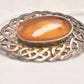 Vintage Oval Baltic Amber Brooch in Silver Coloured Setting