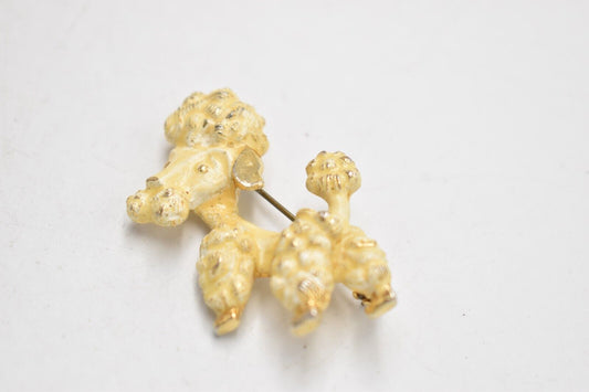 Vintage Poodle Dog Cream and Gold Brooch - Women's Jewellery