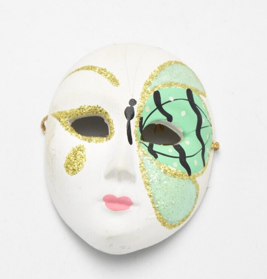 Venetian Italian Decorative Ceramic Wall Hanging Mask Wall Art Butterfly Green