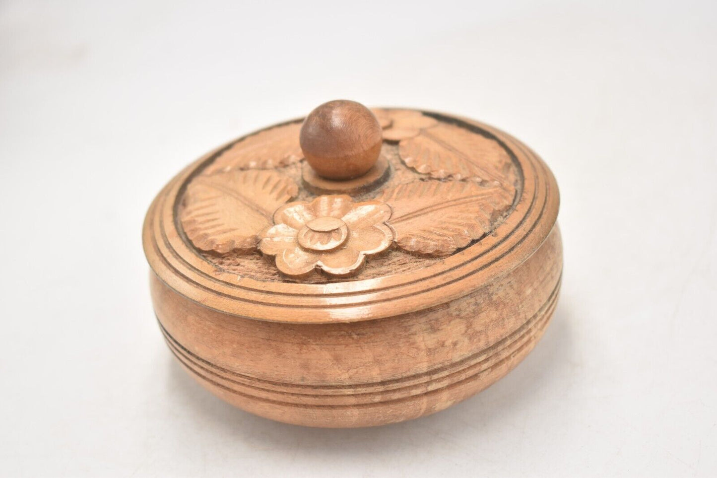 Vintage Wooden Decorative Bowl Hand Carved Trinket Bowl, Storage Bowl