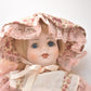 Vintage Porcelain Doll and Baby Doll Blonde Hair, Blue Eyes and Pink Dress