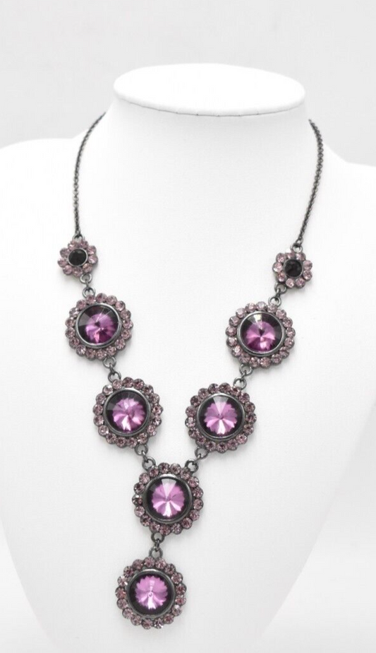 Jon Richard Diamanté Necklace Purple Stones Ladies Costume Jewellery