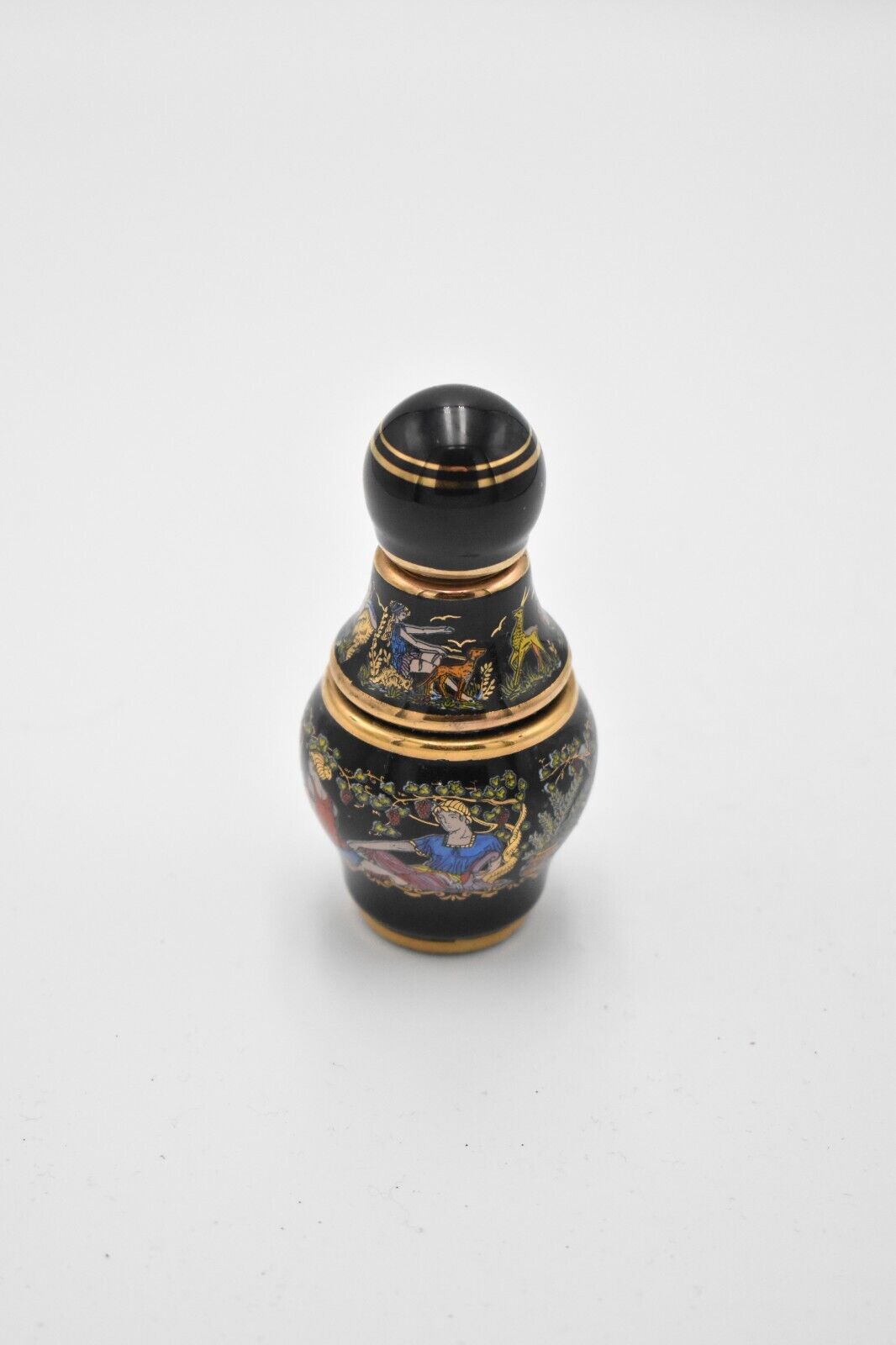 Vintage Painted Enamel Decorative Perfume Bottle Greek Mythology