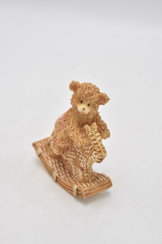 Vintage Teddy Bear Rocking Horse Pink Figurine Ornament Statue.