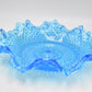 Vintage Sowerby Bright Blue Art Glass Fluted Plate Bowl