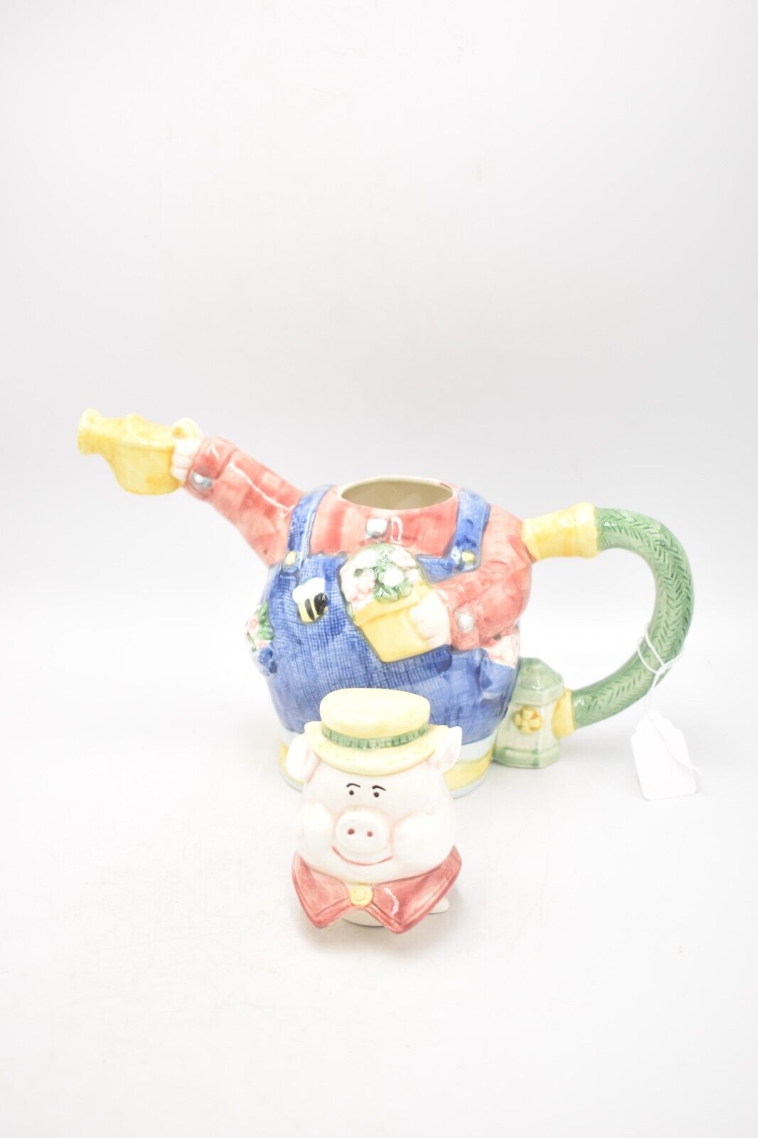 Vintage OCI Omnibus Gardening Pig Teapot Novelty Decorative Collectible