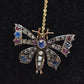 Antique Victorian 9ct Gold Butterfly Brooch with Diamonds, Sapphires, Rubies