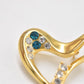 Vintage 1980s Modernist Abstract Heart Brooch Gold Tone & Rhinestone