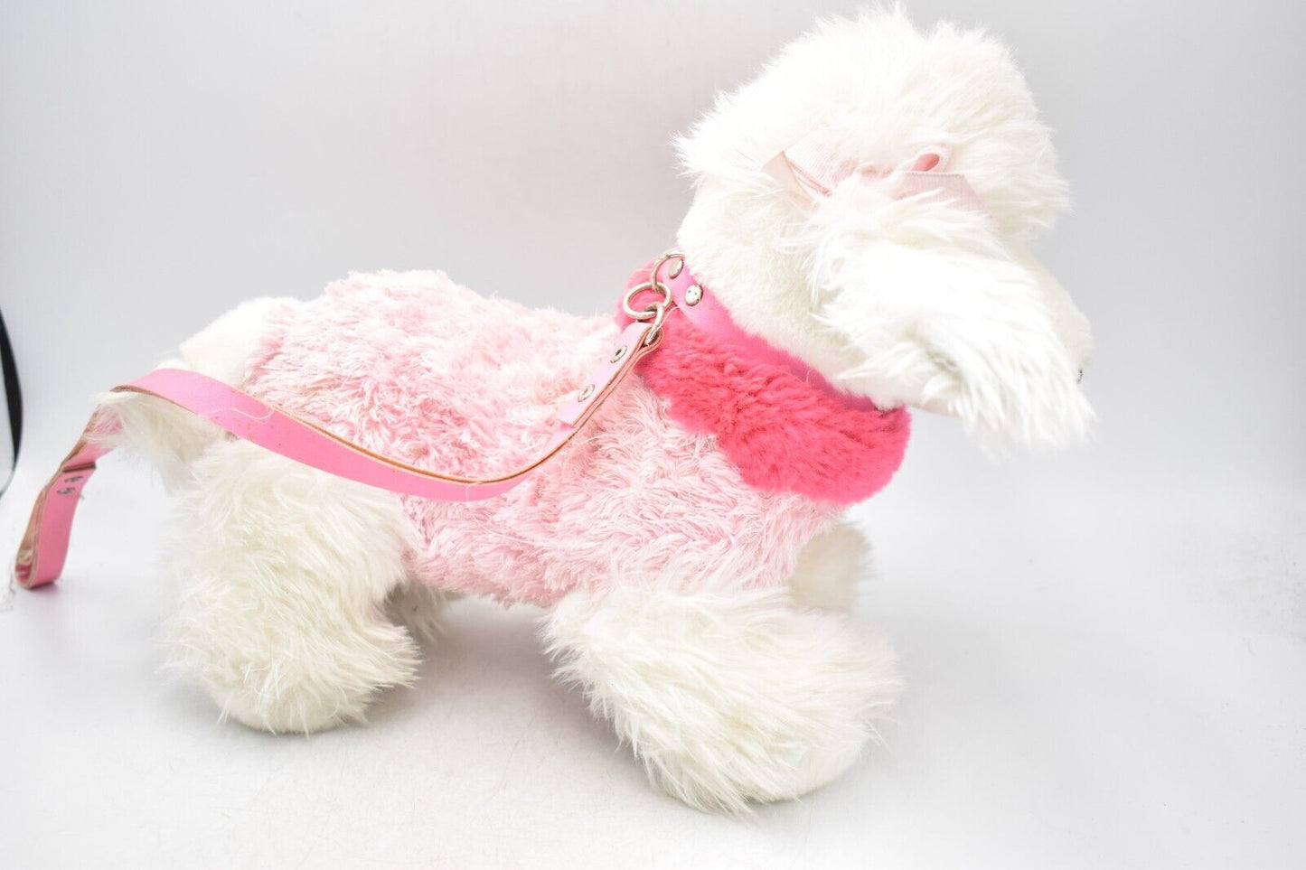 Keel Toys Fifi White Poodle Dog with Pink Coat & Lead, Retired & Tagged