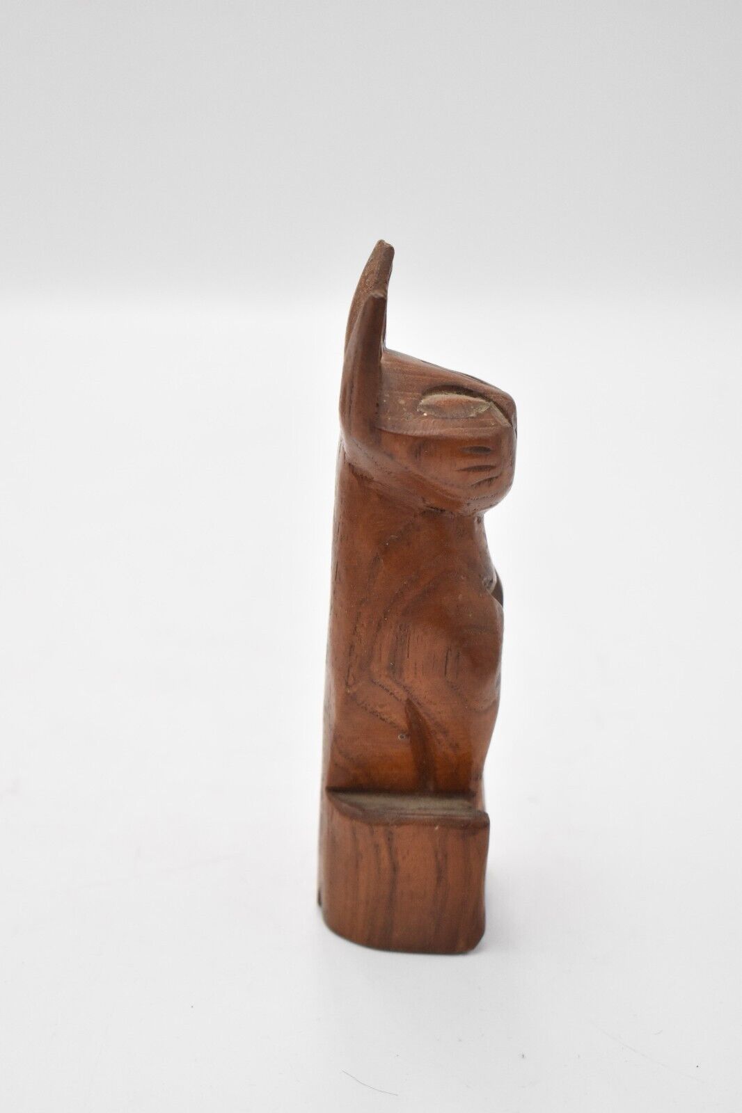 Vintage Hand Carved Wooden Cat Figurine Statue Ornament