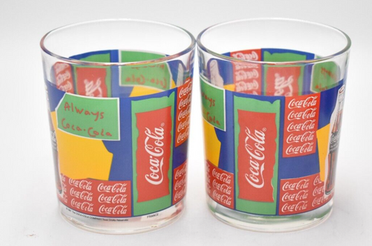 Set of 2 Coca Cola Glass Glass Cup Tumbler Collectible Glass