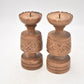 Vintage Rustic Set of 2 Wooden Tealight Holders Handcarved Decorative