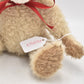 Hermann Cream and Brown Mohair Teddy Bear with Red Bow