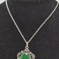 Vintage Art Nouveau Sterling Silver 925 Necklace with Green Chalcedony Pendant