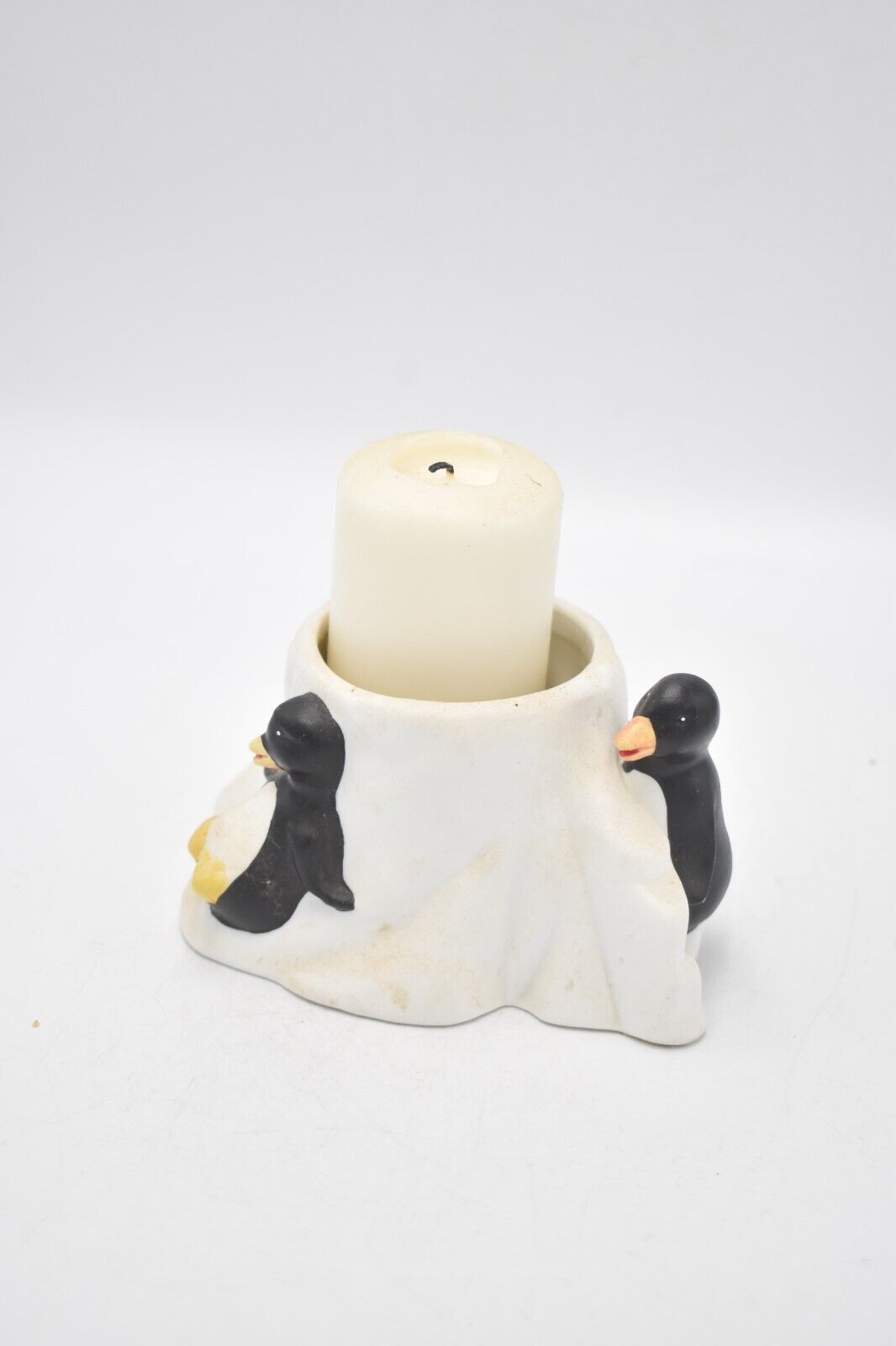 Vintage Penguin Candle Holder Ceramic Decorative