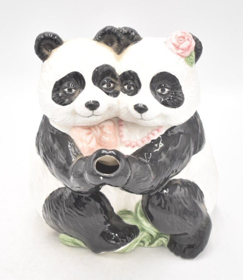 Vintage Panda Couple Teapot Novelty Decorative Collectible