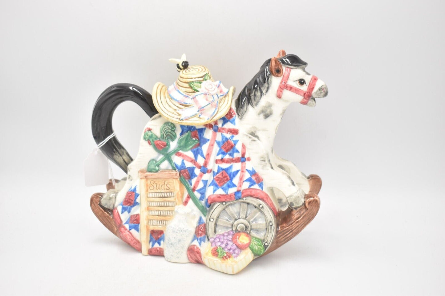 Vintage Fitz & Floyd Omnibus Countryside Rocking Horse Teapot Decorative