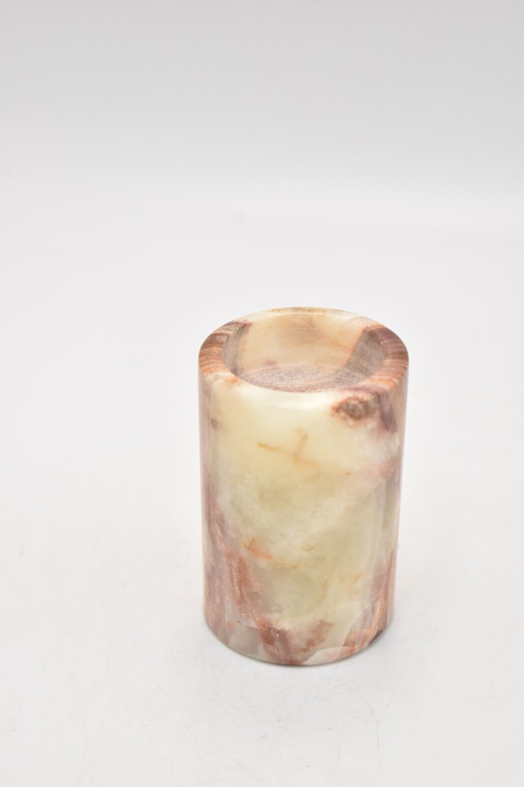 Vintage Onyx Marble Tea Lighter Holder Red, Brown and Cream