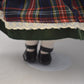 Vintage Porcelain Doll with Ginger Hair, Green Eyes & Tartan Dress (30cm)