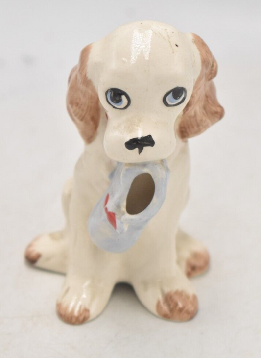 Vintage 1960's Spaniel Dog with Slipper Figurine Statue Ornament Decorative