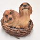 Vintage Cocker Spaniel Dogs Cuddling Figurine Statue Ornament