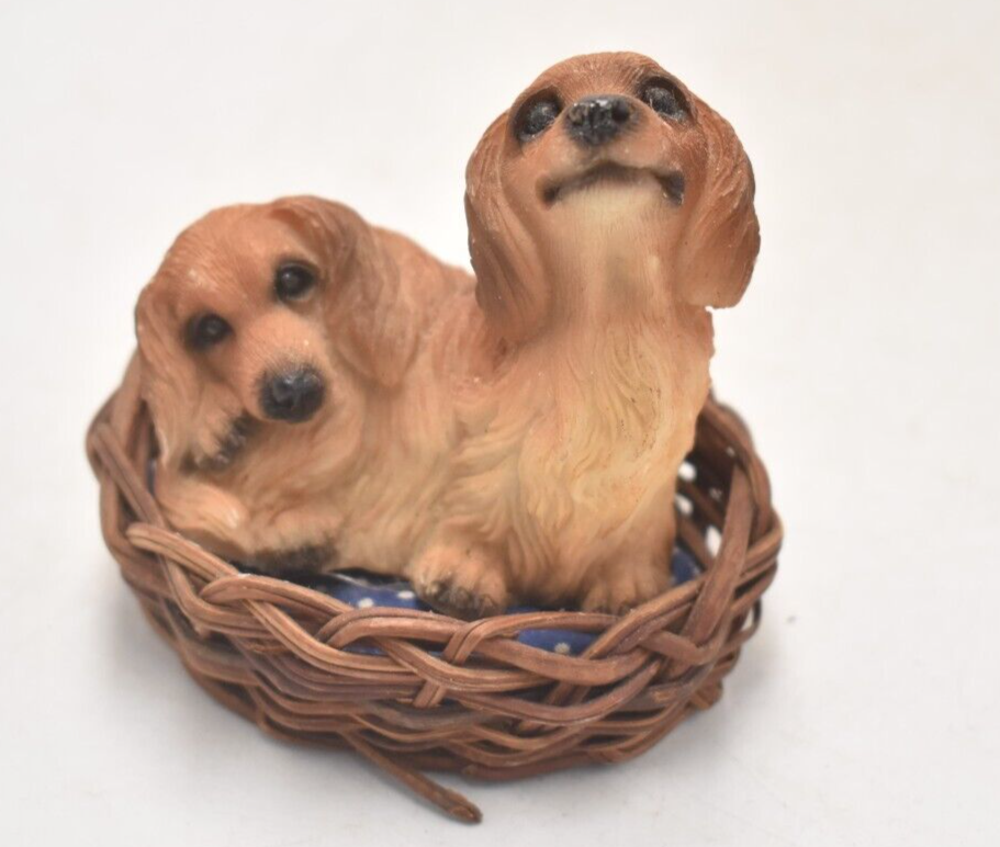 Vintage Cocker Spaniel Dogs Cuddling Figurine Statue Ornament