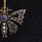 Antique Victorian 9ct Gold Butterfly Brooch with Diamonds, Sapphires, Rubies