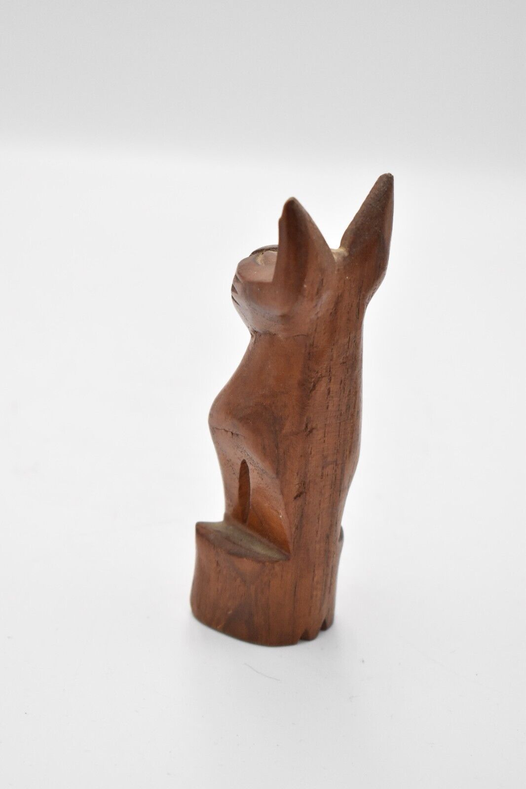 Vintage Hand Carved Wooden Cat Figurine Statue Ornament