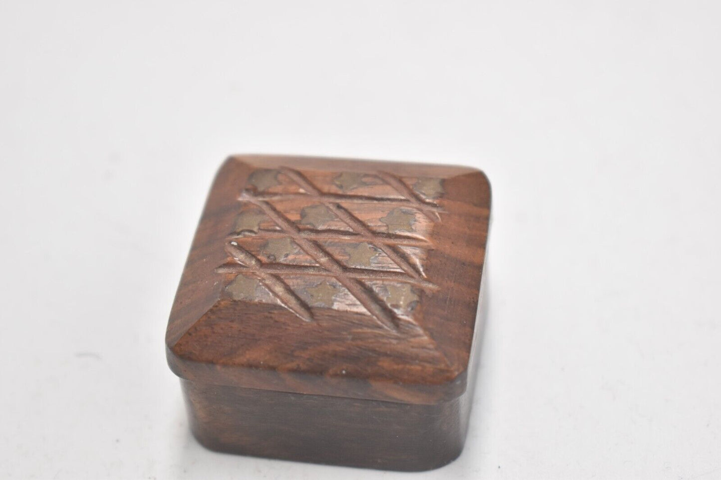 Vintage Hand Carved Wooden Trinket Box, Storage Box, Pull Box