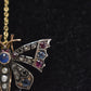 Antique Victorian 9ct Gold Butterfly Brooch with Diamonds, Sapphires, Rubies