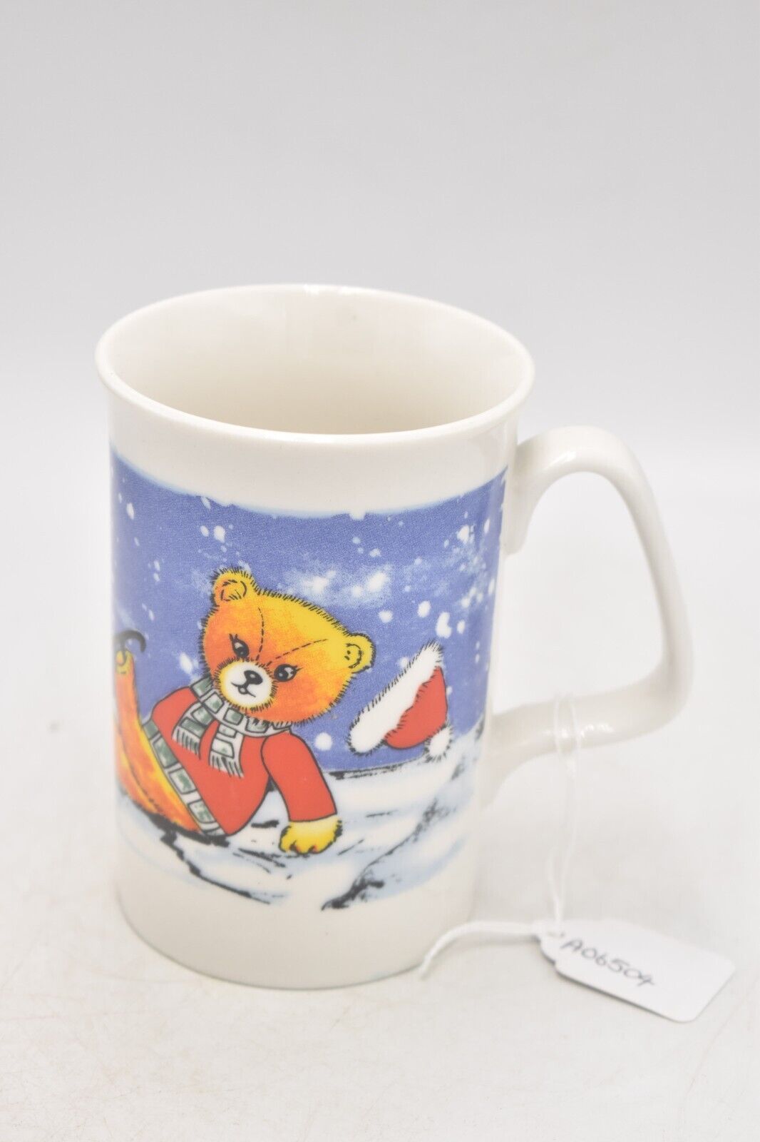 Vintage Teddy Bear Ice Skating Winter Scene Coffee Mug Tea Cup