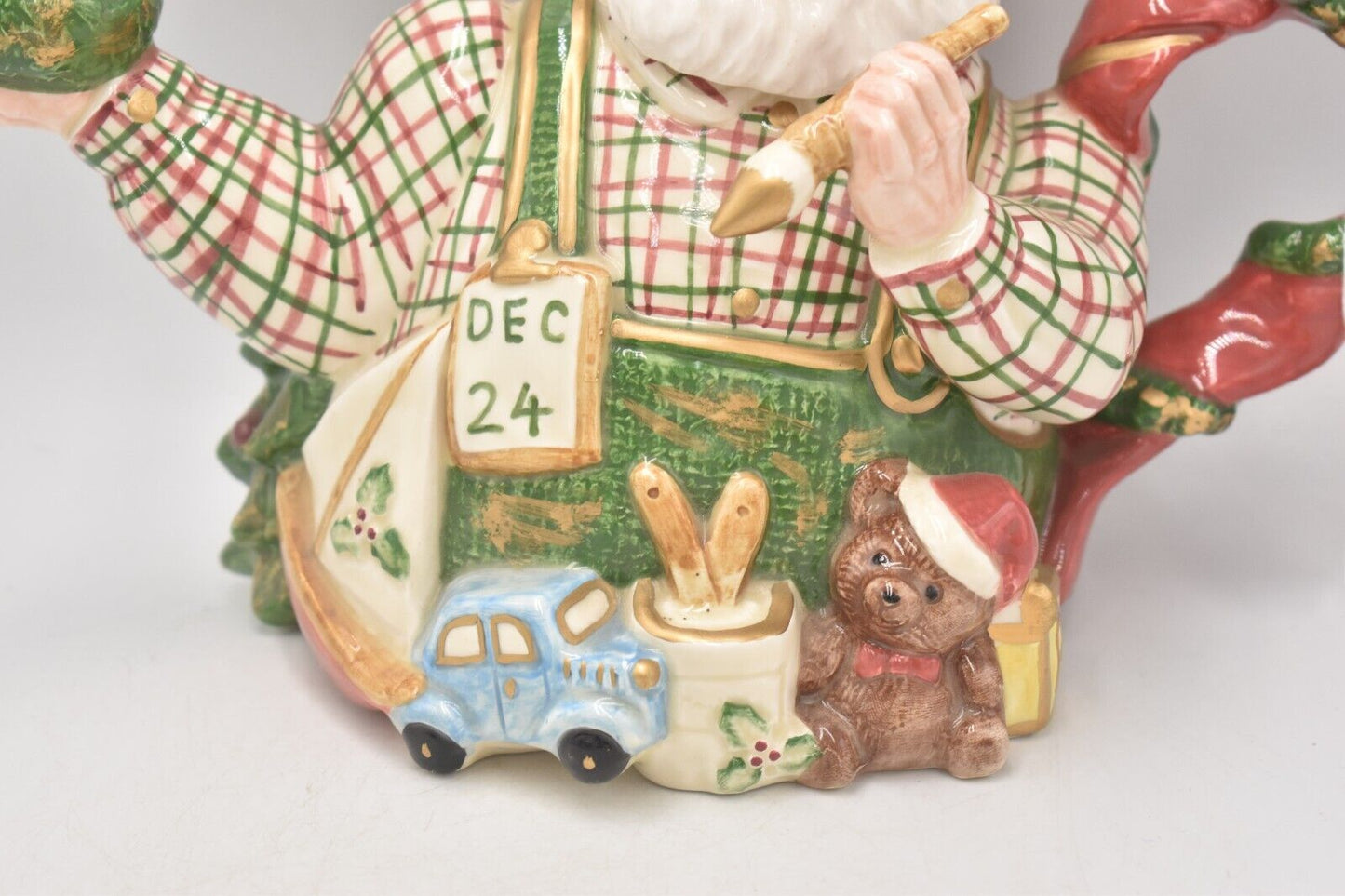 Vintage Fitz & Floyd Omnibus Santa's Toy Factory Teapot Decorative