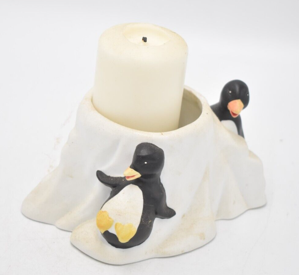 Vintage Penguin Candle Holder Ceramic Decorative