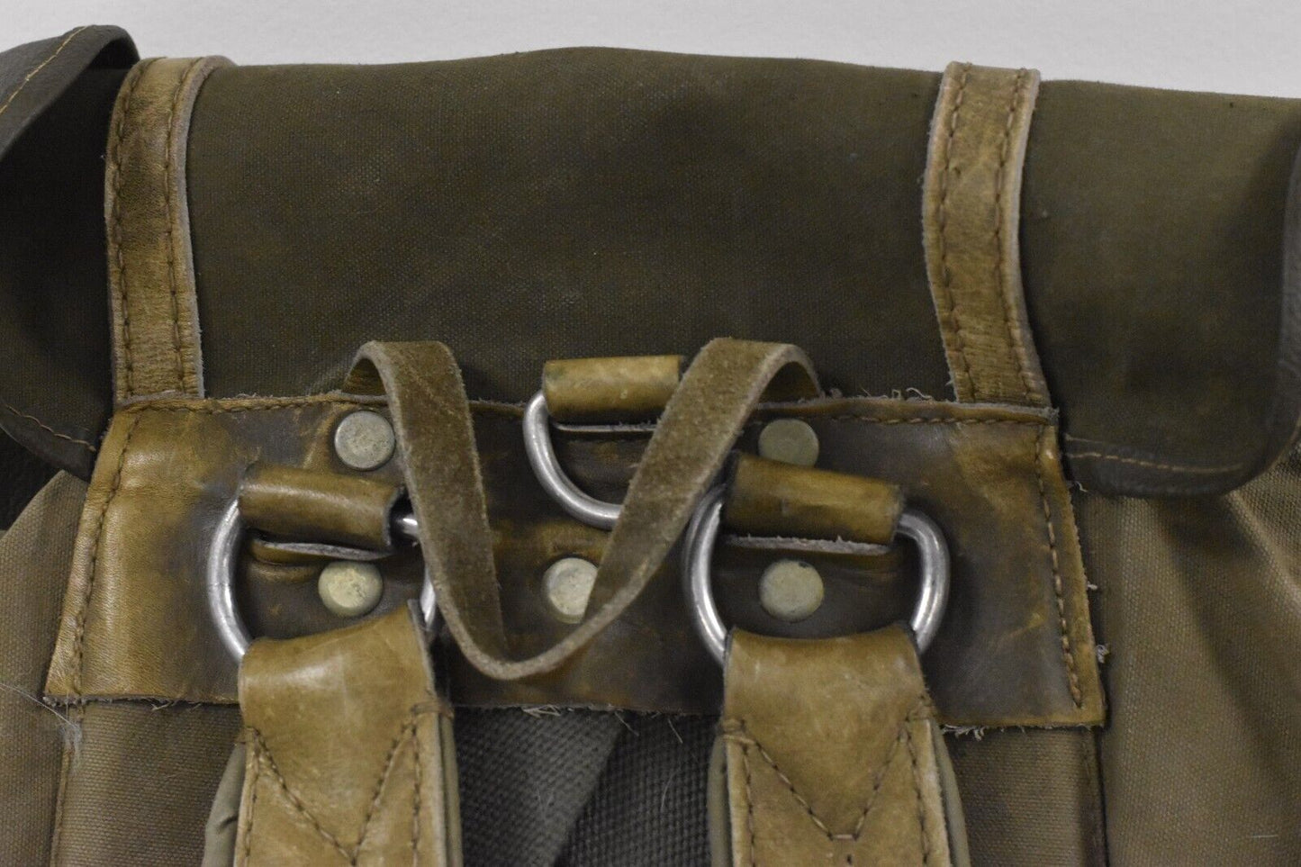 Vintage 1970s German Army Bundeswehr Rucksack – Leather & Canvas – 1974 Dated