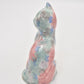 Park Rose Ceramic Cat Ornament Bridlington Pottery Blue Green Pink Floral