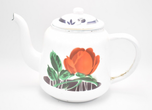 Vintage Handpainted Chinese Rose Enamel Teapot Decorative Collectible