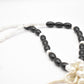 Vintage Semi-Precious Gemstone Black, White & Silver Flower Pendant Necklace