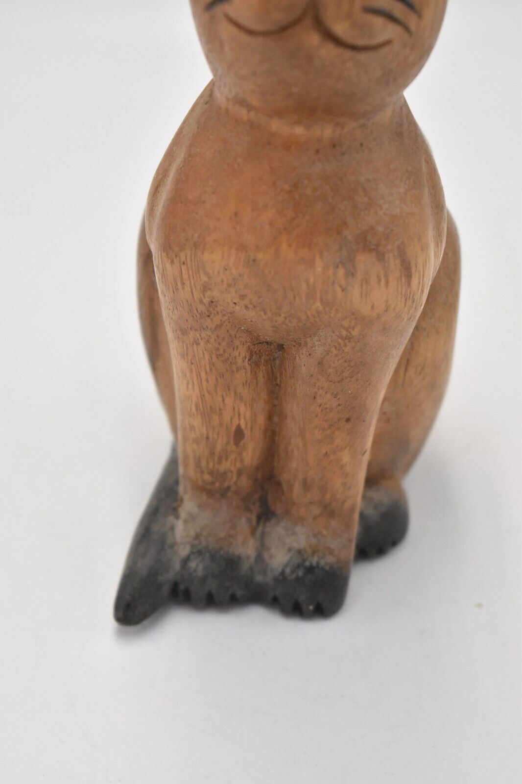 Vintage Wooden Cat Figurine Statue Ornament