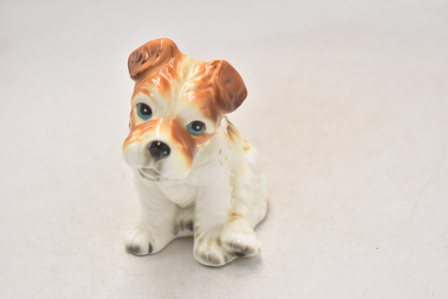 Vintage Terrier Dog with Blue Eyes Figurine Statue Ornament Ceramic