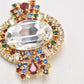 Vintage Brooch Gold Tone Rhinestone Ladies Brooch Women's Brooch