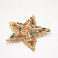 Vintage 1950s La Roco Star Brooch Colourful Jewel Tone Rhinestones Gold tone