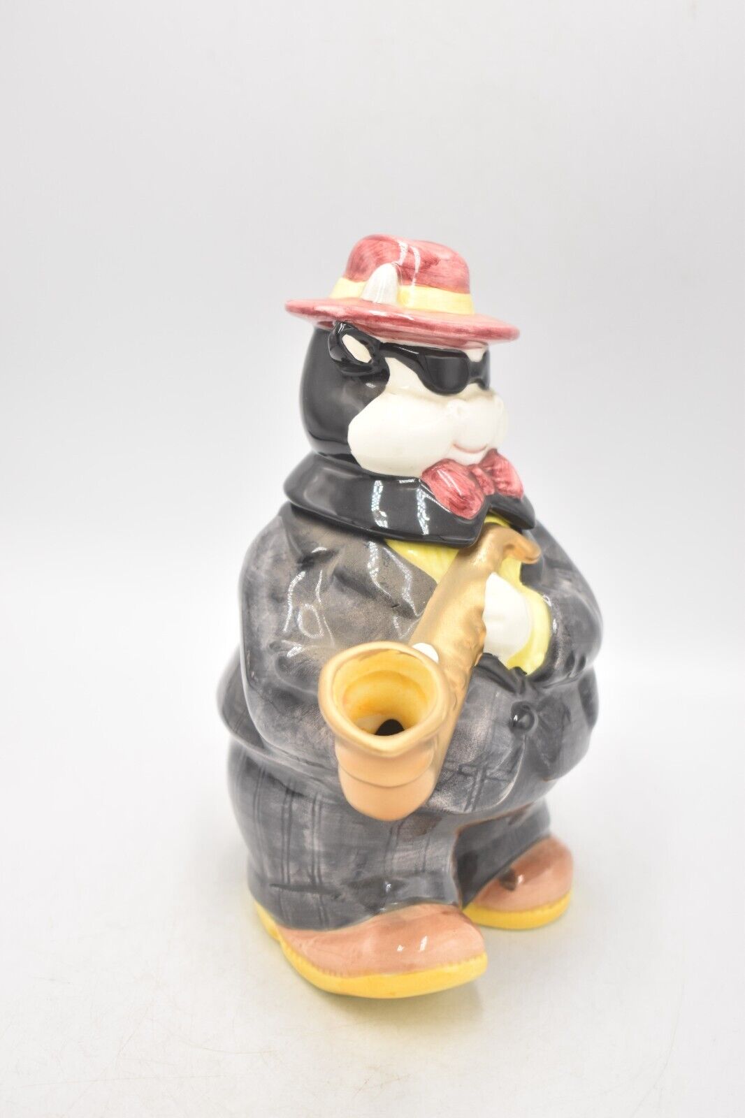 Vintage 1993 Fitz & Floyd Omnibus Saxophone Playing Cow Teapot Decorative