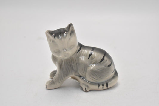 Vintage Studio Pottery Grey Cat Figurine Statue Ornament