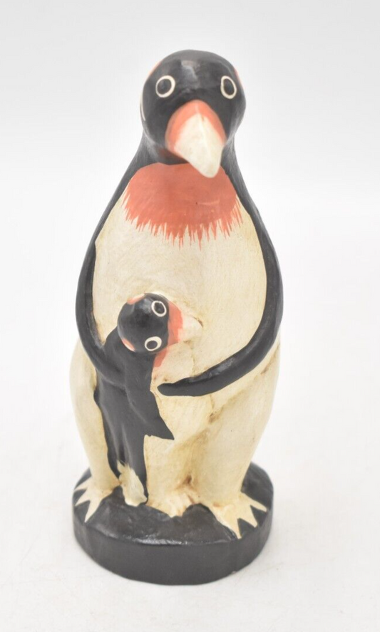 Vintage Wooden Penguin Figurine Statue Ornament