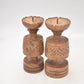 Vintage Rustic Set of 2 Wooden Tealight Holders Handcarved Decorative