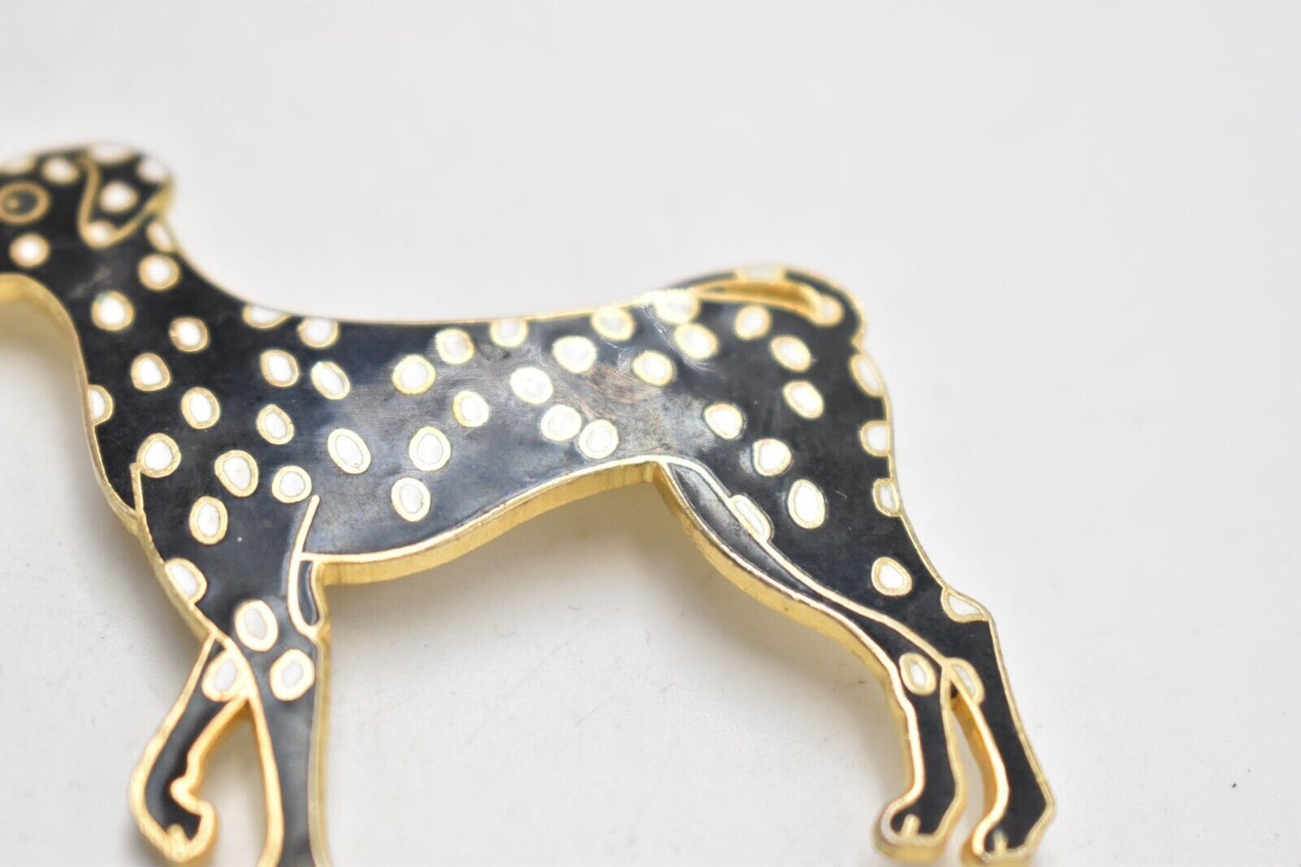 Vintage Dalmatian Dog Brooch Enamel - Costume Jewellery