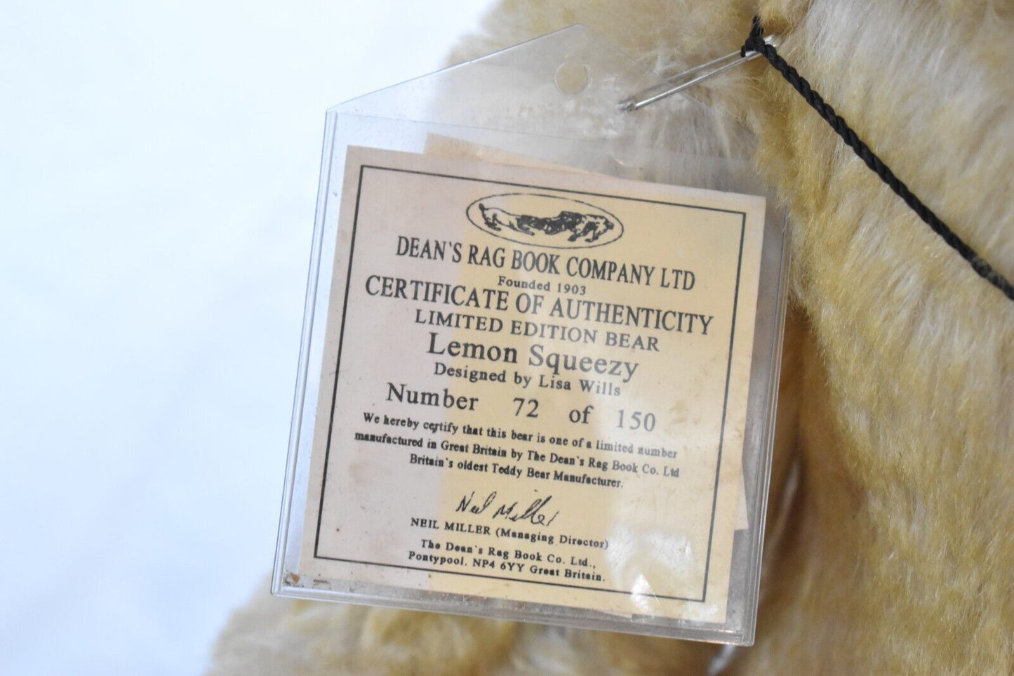 Deans Rag Book Co Lemon Squeezy 60cm Teddy Bear Artist Showcase Lisa Wills