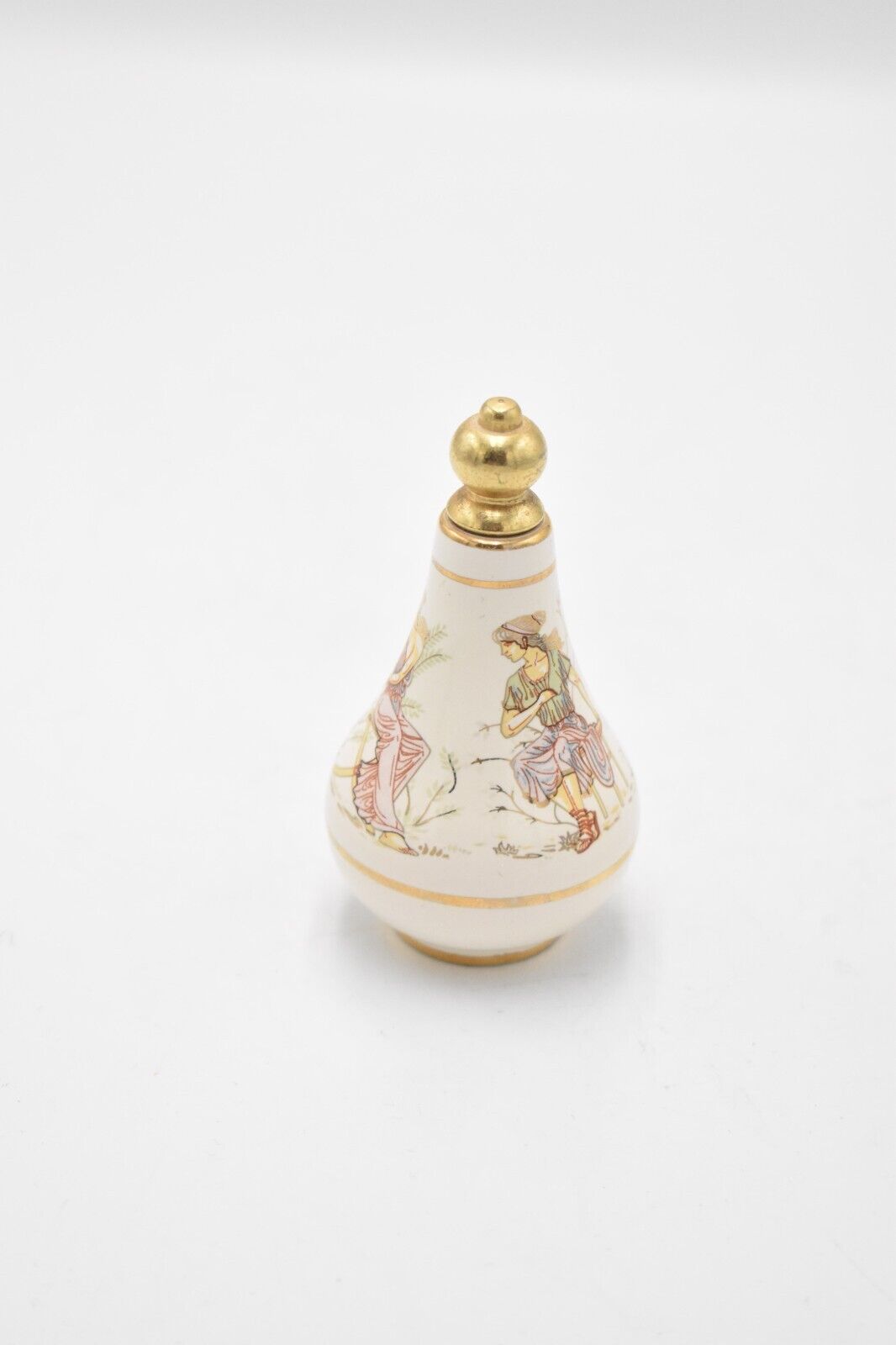 Vintage Hand Painted Enamel Decorative Perfume Bottle Greek Mythology White